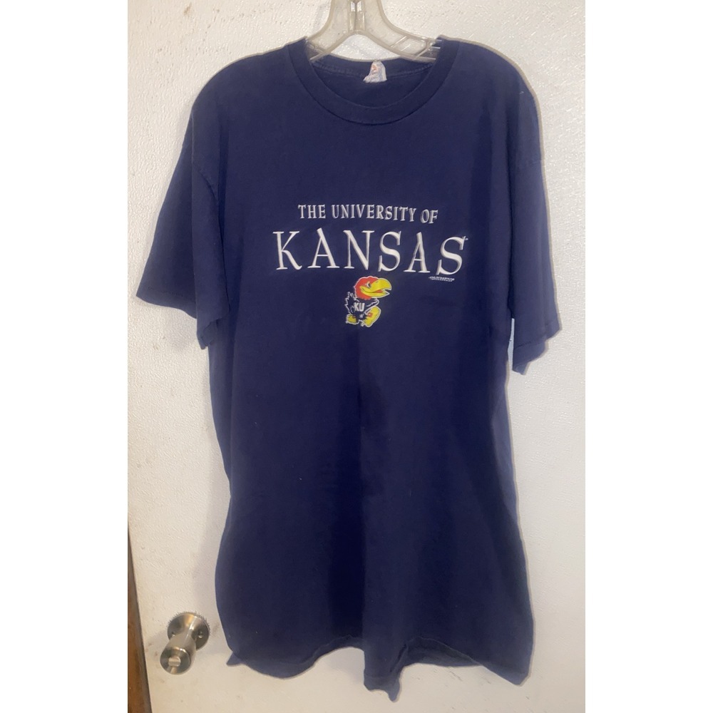 Olympus Sportswear University Of Kansas Jayhawks Single Stitch T Shirt 2X‎ Blue